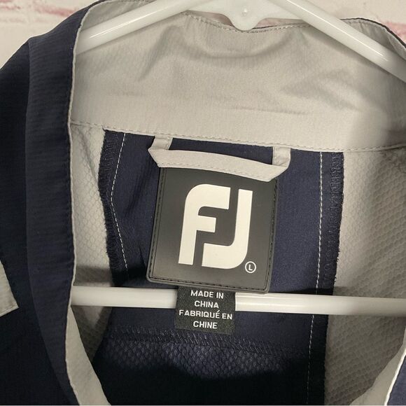 Footjoy 1/2 Zip Golf Pullover Long Sleeve Windshirt Navy Silver Size L - Picture 7 of 13